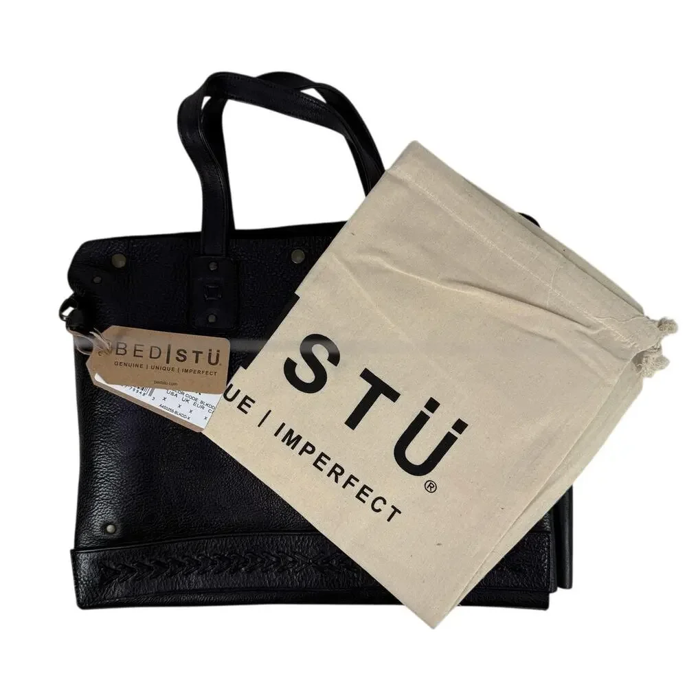 Bed Stu Commuter Laptop Bag Black‎ Leather Messenger Tote 15 Inch Unisex